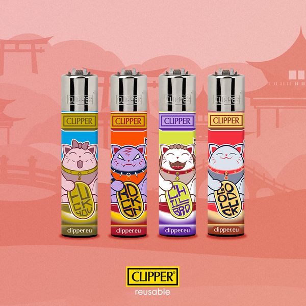 Зажигалки CLIPPER с котами манэки-нэко